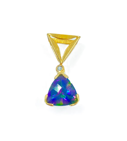 Womens Vintage Topaz and Diamond Gold Pendant