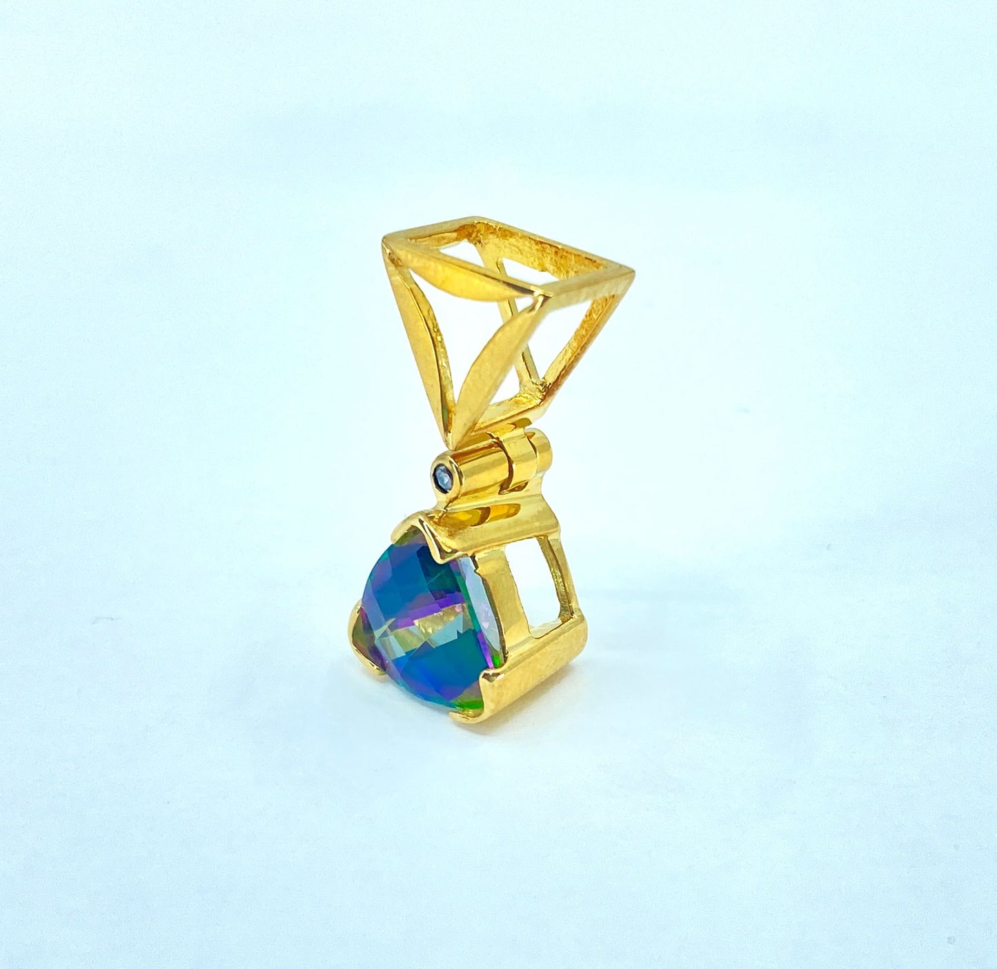 Womens Vintage Topaz and Diamond Gold Pendant