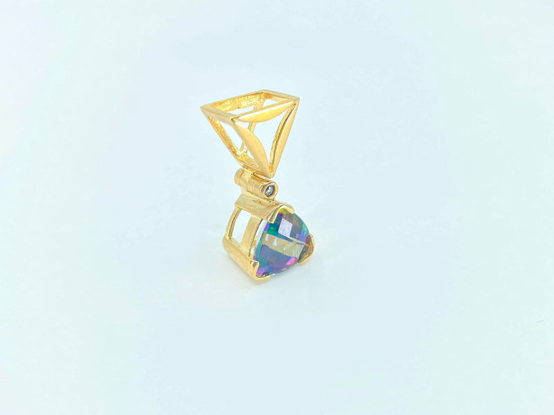 Womens Vintage Topaz and Diamond Gold Pendant