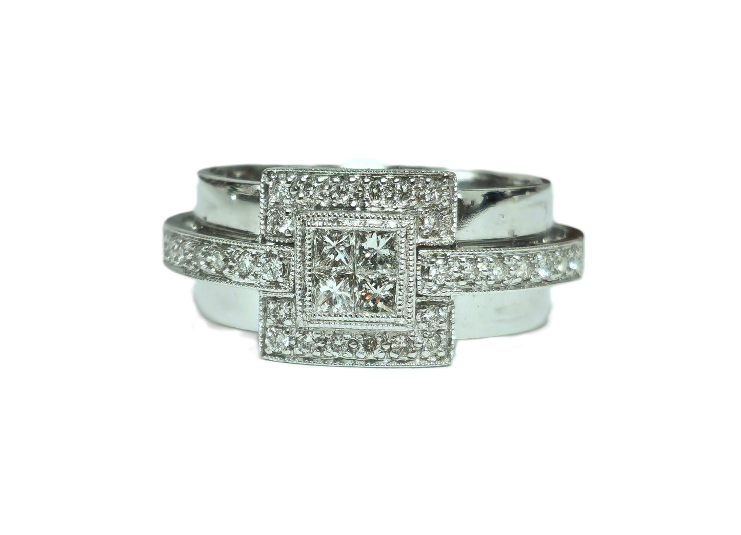 Unisex, 14K White Gold & 1.00ct Diamond Ring.