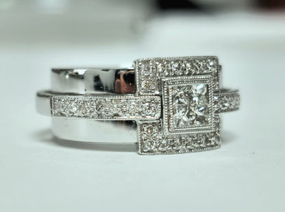 Unisex, 14K White Gold & 1.00ct Diamond Ring.