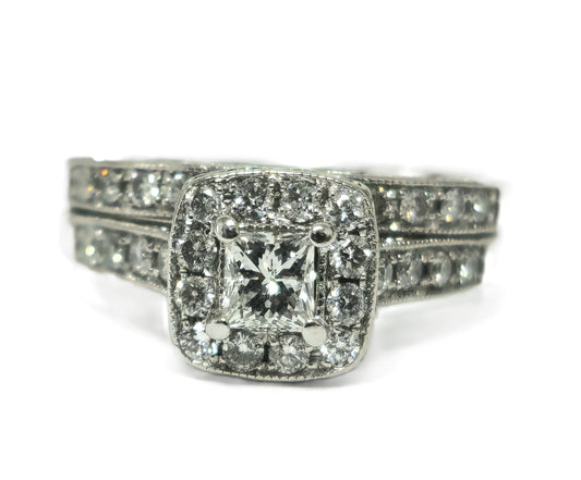 Natural Diamonds in 14k White Gold Engagement Ring