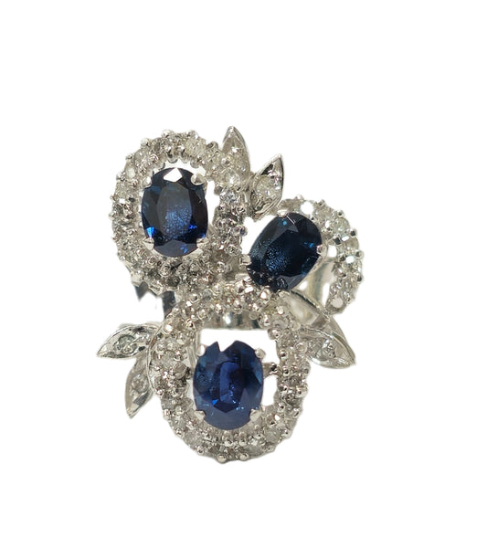 Natural 1.25ct Natural Sapphire & Diamond Ring