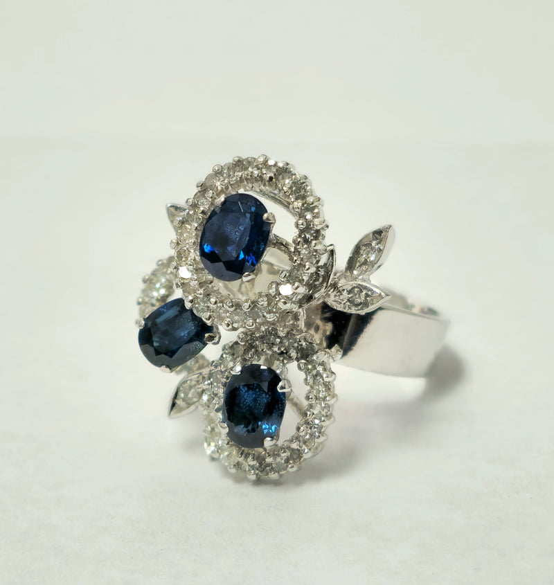 Natural 1.25ct Natural Sapphire & Diamond Ring