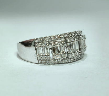 Womens, Vintage 1.35ct Diamonds in 14k White Gold Ring