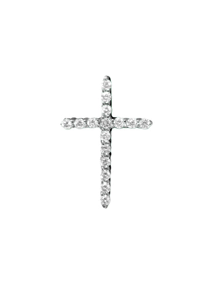 Unisex, 14K White Gold & Diamond Cross. Religious Cross