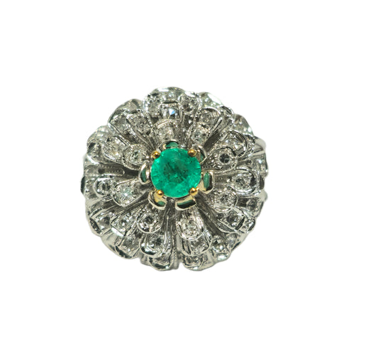 1.60ct VVS Diamond & Emerald in 14k Ring (Certified)