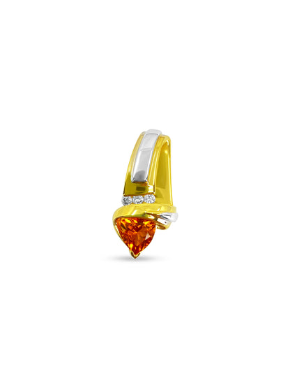 3.71 Carat Orange Sapphire & Diamond Pendant