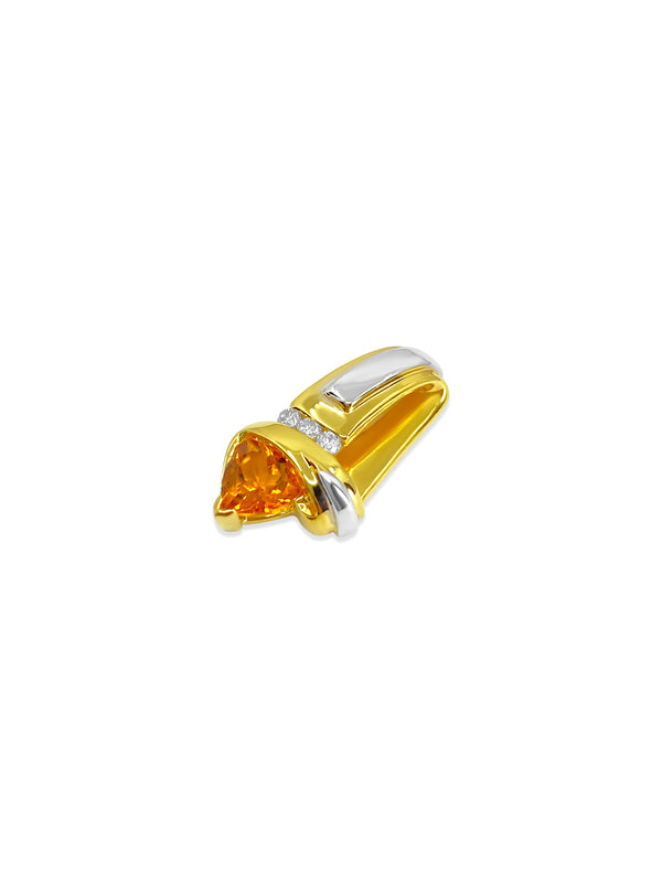 3.71 Carat Orange Sapphire & Diamond Pendant