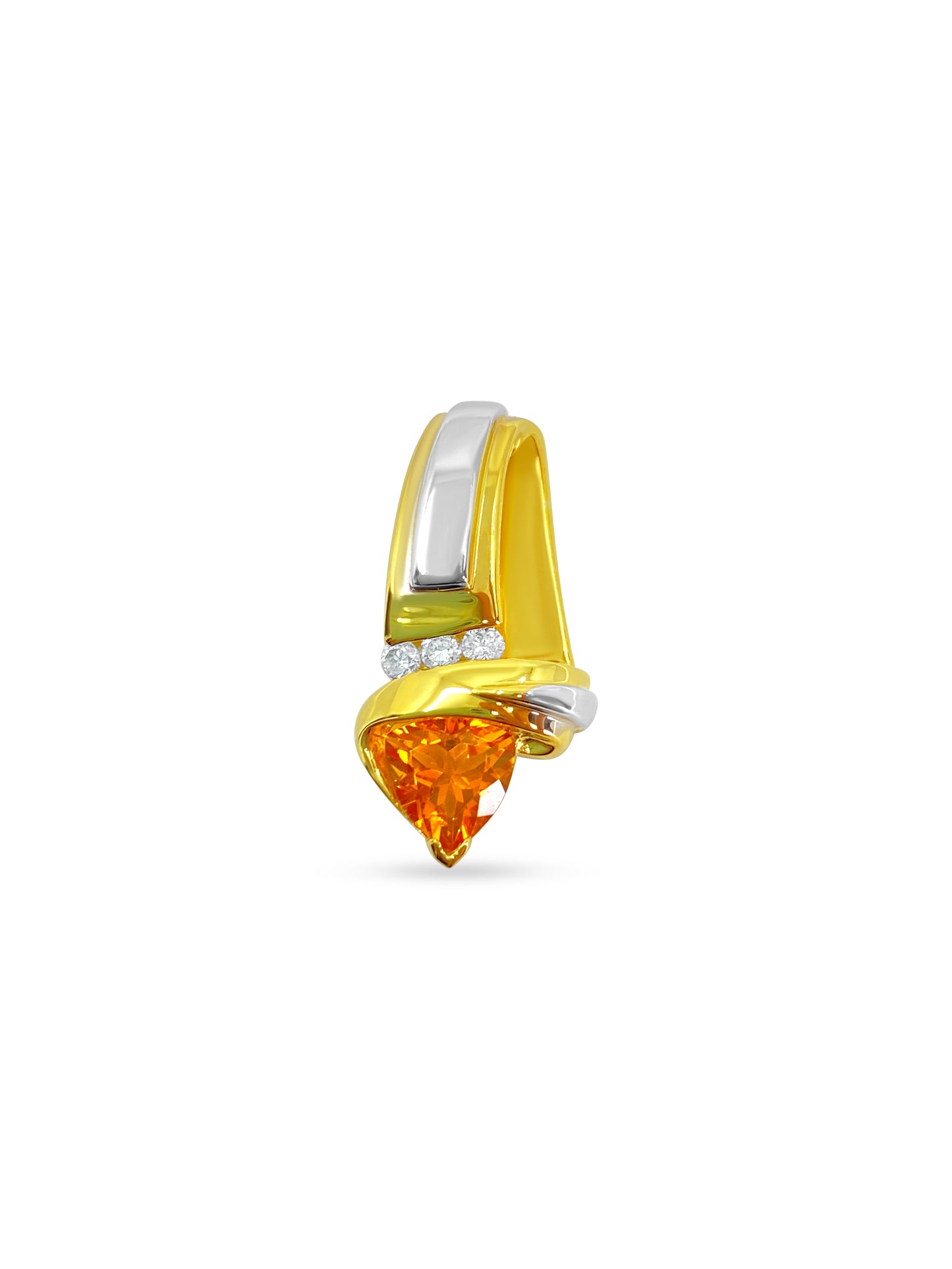 3.71 Carat Orange Sapphire & Diamond Pendant