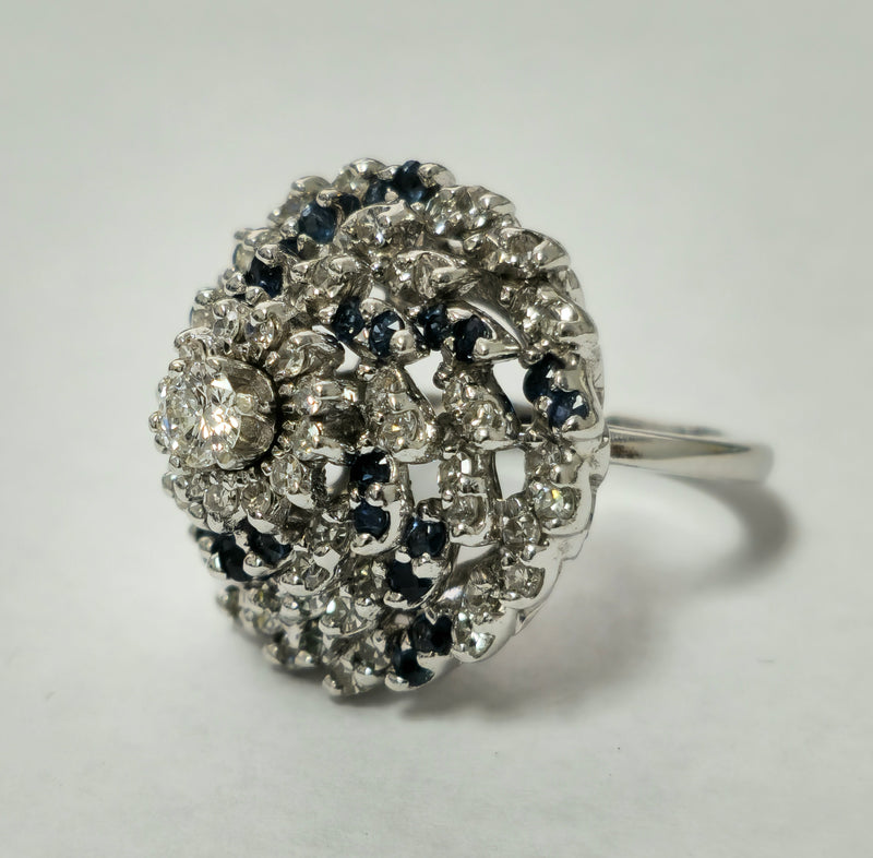 3.00 Carat Diamond and Blue Sapphire Cocktail Ring