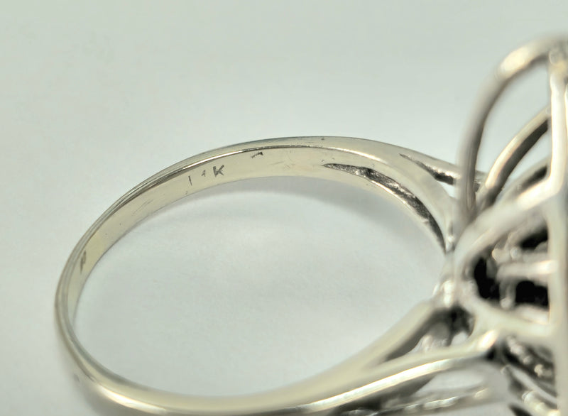 Late 20th Century Wing Motif 14k White Gold Diamond Engagement Ring