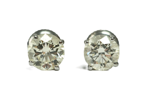 GIA Certified 2.00 Carat Diamond Studs in White Gold