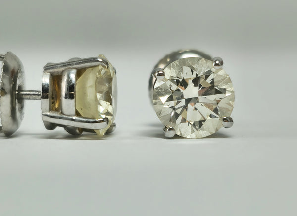 GIA Certified 2.00 Carat Diamond Studs in White Gold
