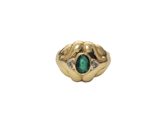 Vintage Zambian Emerald Ring in 14K Yellow Gold