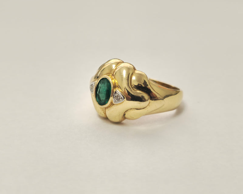 Vintage Zambian Emerald Ring in 14K Yellow Gold