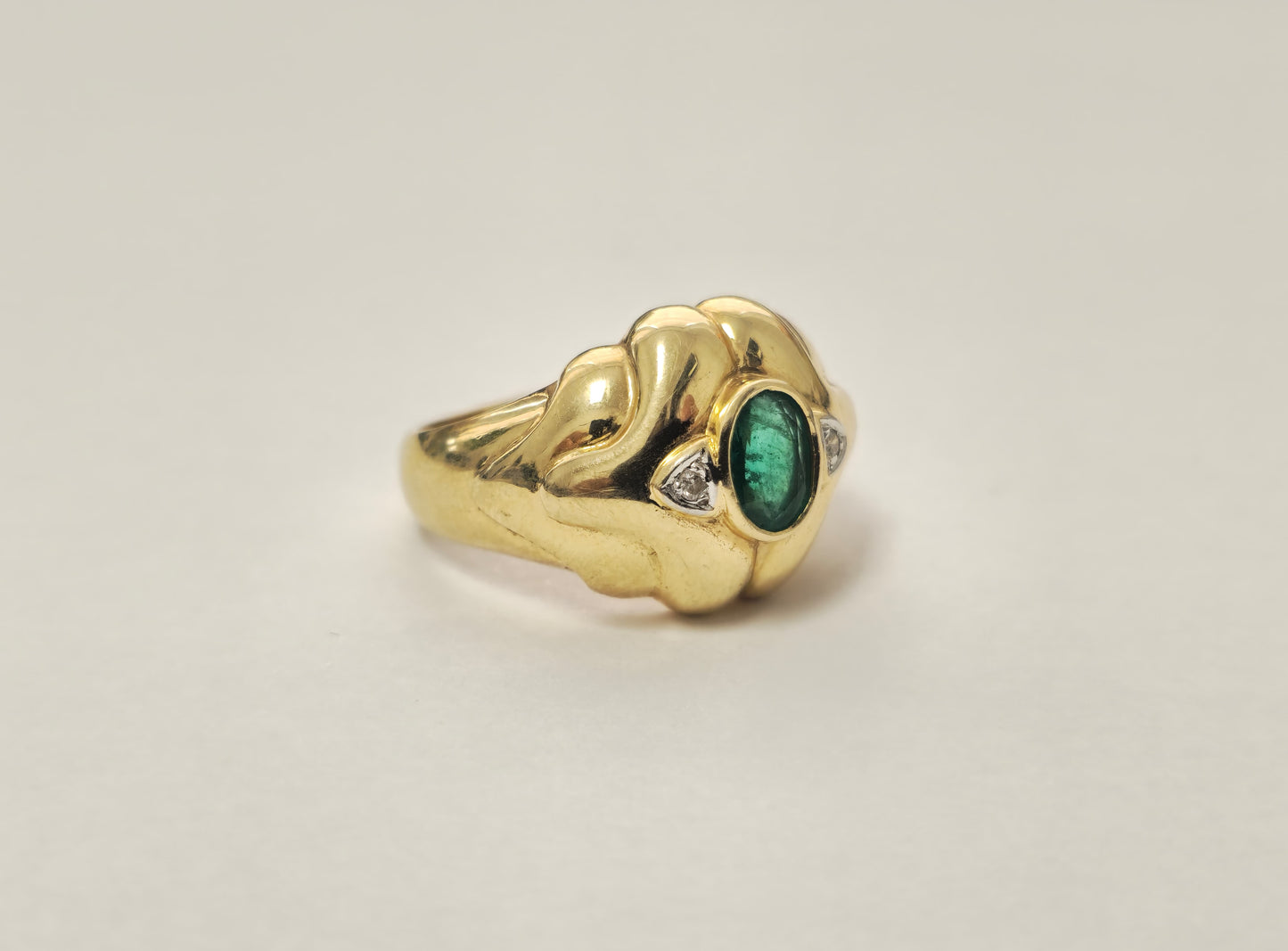 Vintage Zambian Emerald Ring in 14K Yellow Gold