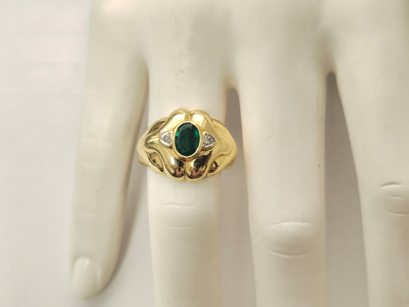 Vintage Zambian Emerald Ring in 14K Yellow Gold