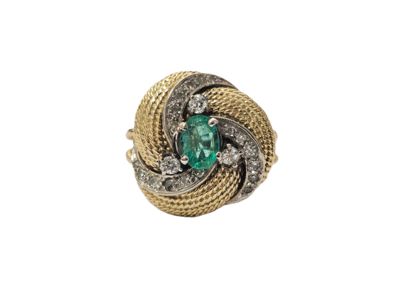 Natural Colombian Emerald & Diamond Ring in18K Gold
