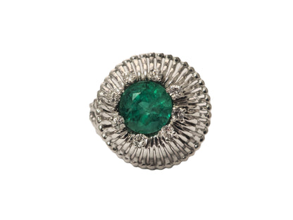 2.50ct Emerald and Diamond Ring in 14k White Gold