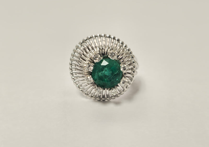 2.50ct Emerald and Diamond Ring in 14k White Gold