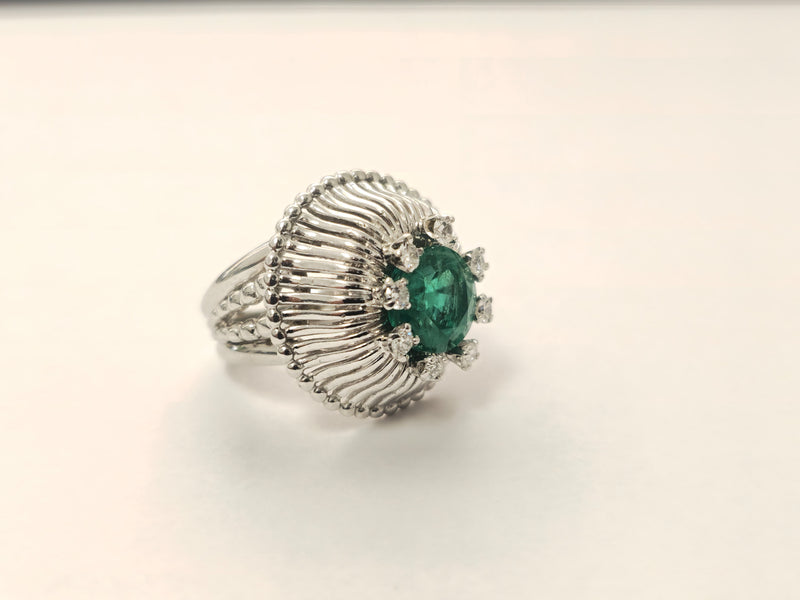 2.50ct Emerald and Diamond Ring in 14k White Gold