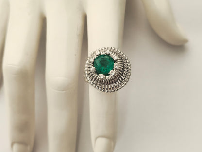 2.50ct Emerald and Diamond Ring in 14k White Gold