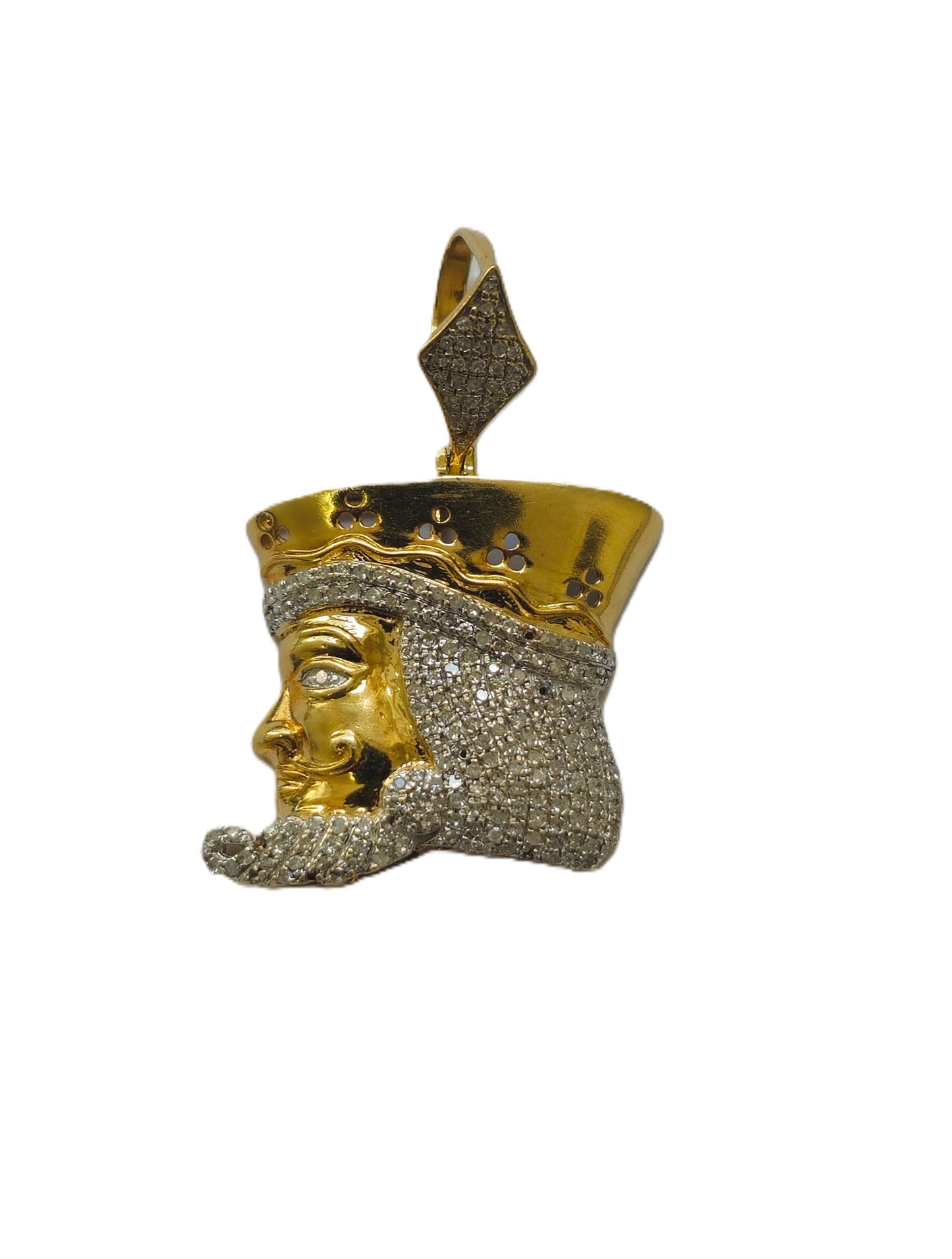 10K Gold King Motif Diamond Pendant