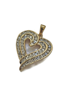 Vintage 10k Gold Diamond Heart Charm Pendant