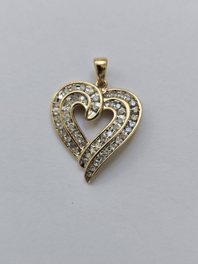 Vintage 10k Gold Diamond Heart Charm Pendant