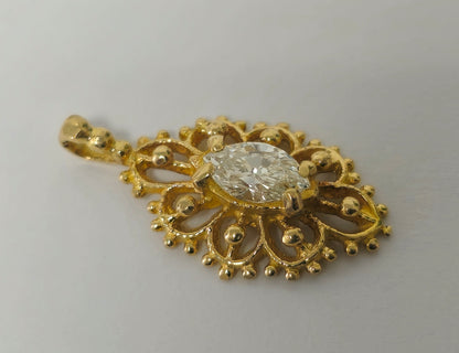 Art Deco 3.50 Carat Diamond Pendant in 14k Gold