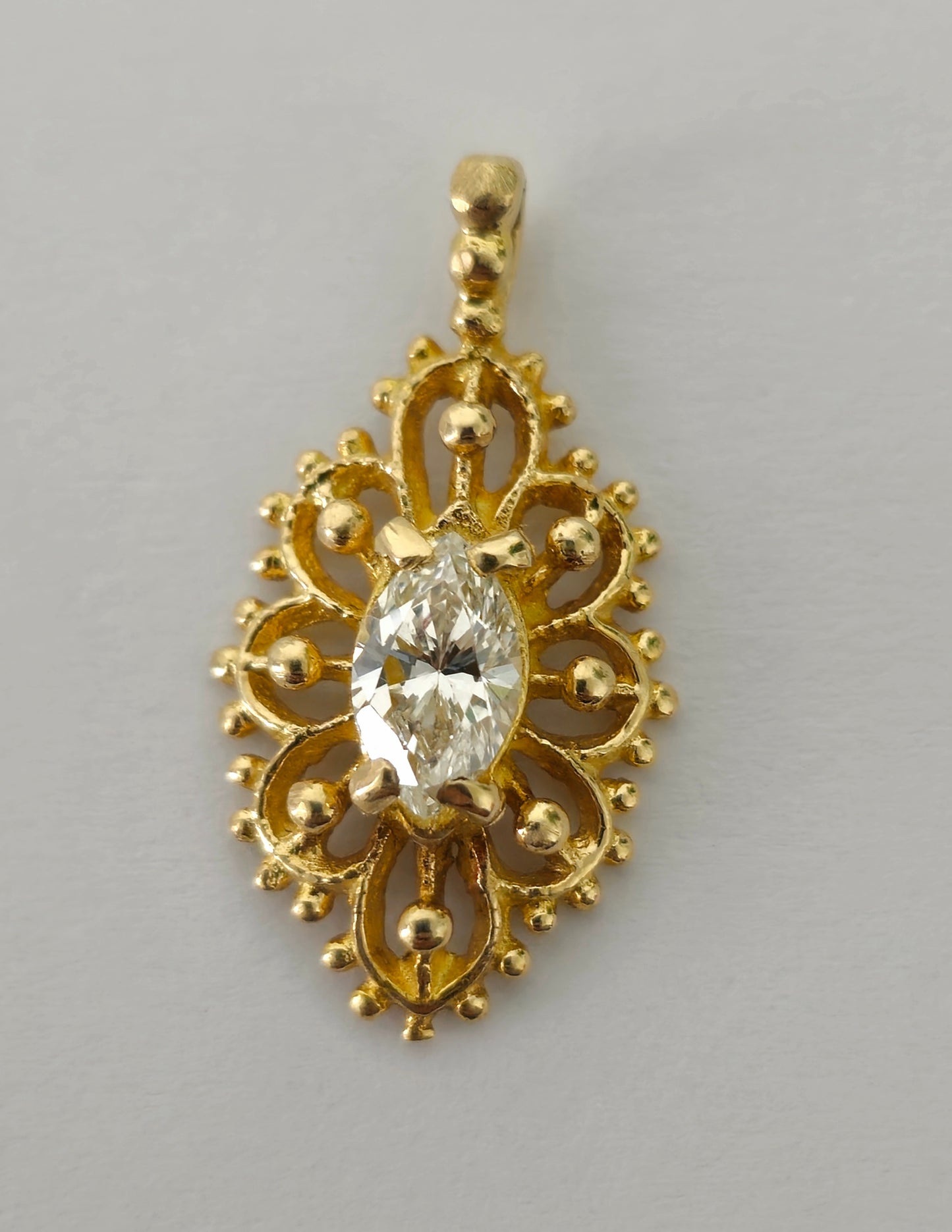 Art Deco 3.50 Carat Diamond Pendant in 14k Gold