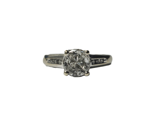 14k White Gold Pie Cut 1.20ct Diamond Ring