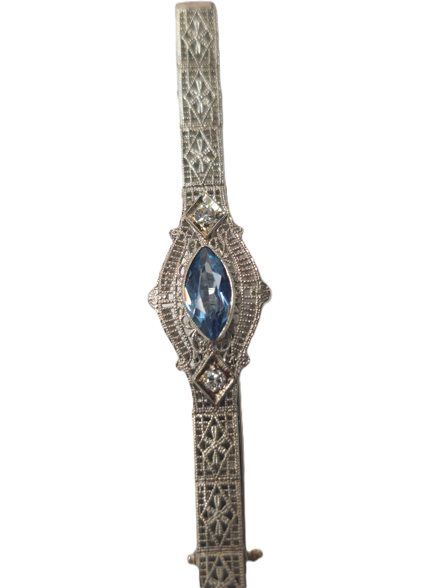 10k White Gold 2ct Aquamarine Diamond Bracelet