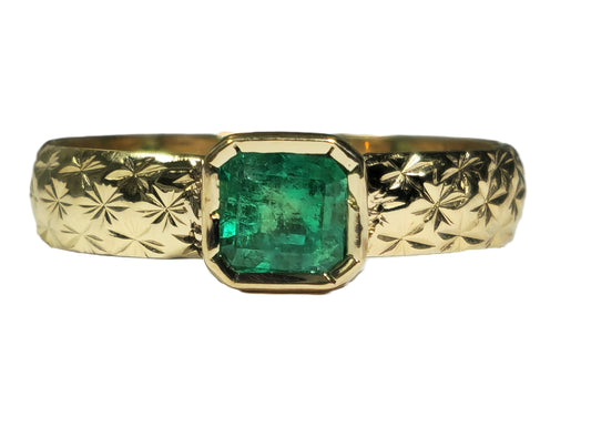 Vintage 18k Gold 1ct Natural Colombian Emerald Ring