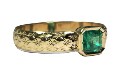 Vintage 18k Gold 1ct Natural Colombian Emerald Ring