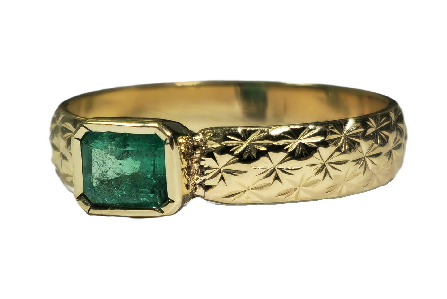 Vintage 18k Gold 1ct Natural Colombian Emerald Ring