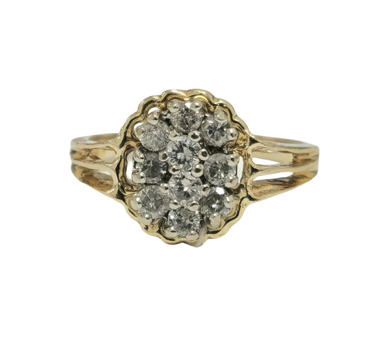 14k Gold 0.80ct Cluster Diamond Ring