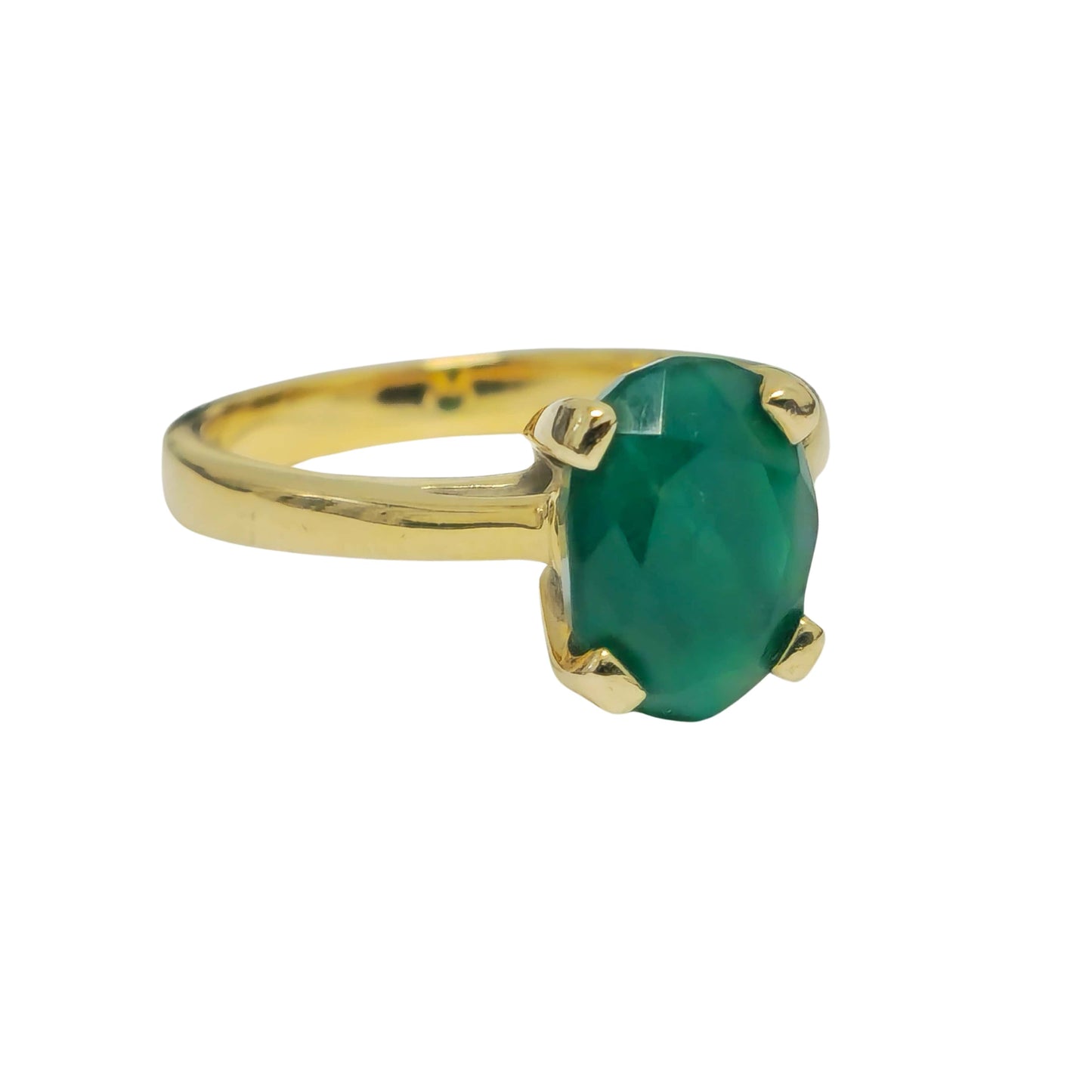 Elegant 14k Gold 3.1ct Solitaire Emerald Ring