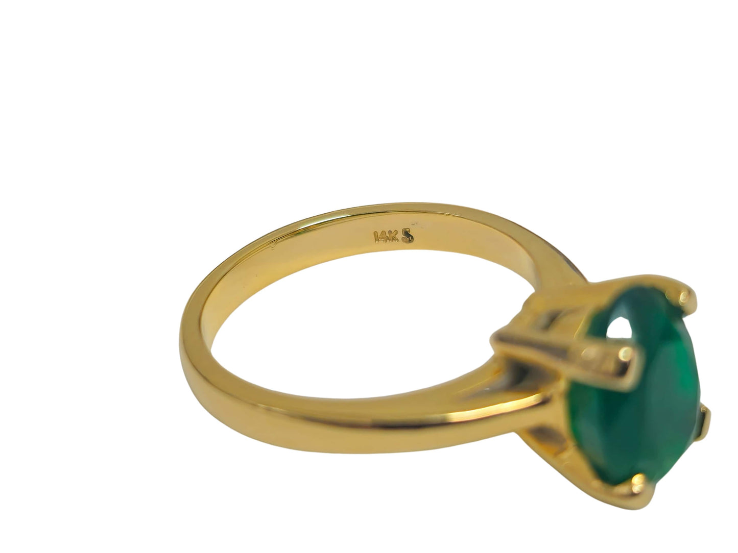 Elegant 14k Gold 3.1ct Solitaire Emerald Ring