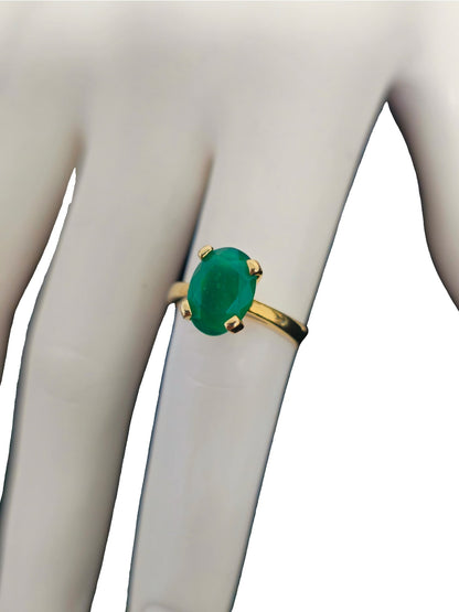 Elegant 14k Gold 3.1ct Solitaire Emerald Ring