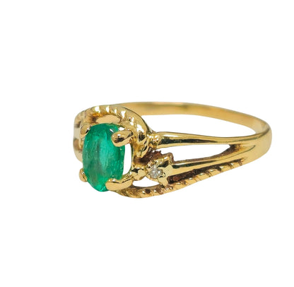 10k Gold 1.2ct Emerald Diamond Engagement Ring