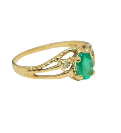 10k Gold 1.2ct Emerald Diamond Engagement Ring