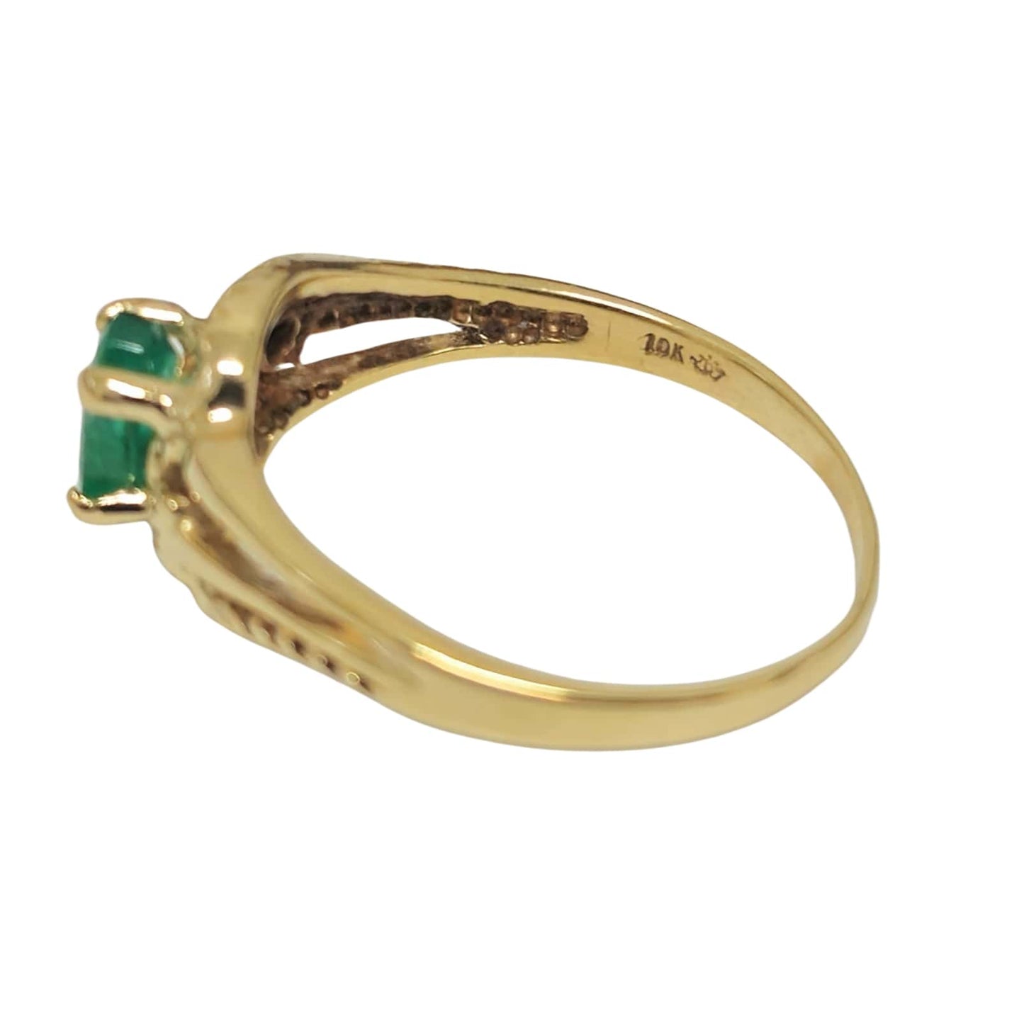 10k Gold 1.2ct Emerald Diamond Engagement Ring