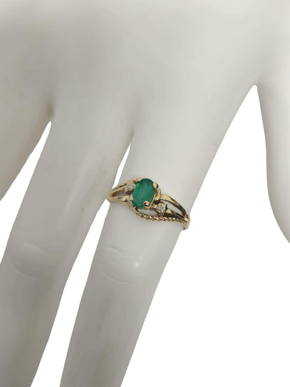 10k Gold 1.2ct Emerald Diamond Engagement Ring