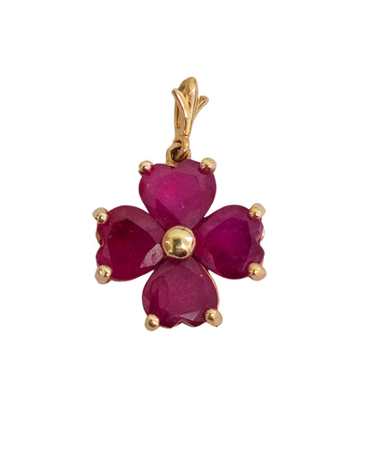 14k Gold 3 Carat Heart Ruby Pendant