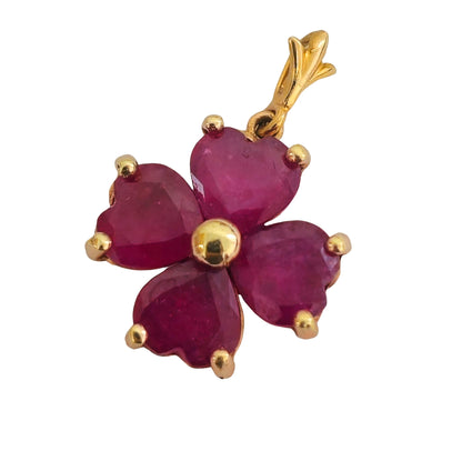 14k Gold 3 Carat Heart Ruby Pendant