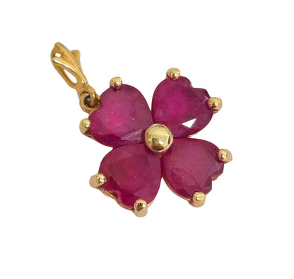 14k Gold 3 Carat Heart Ruby Pendant