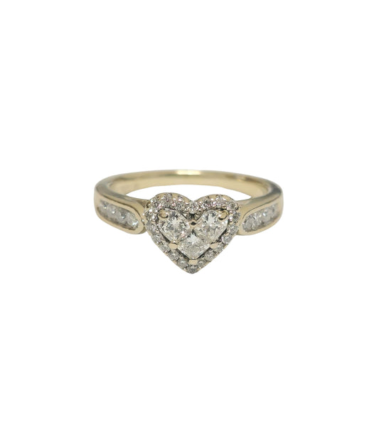 14k White Gold Heart Shape Diamond Ring