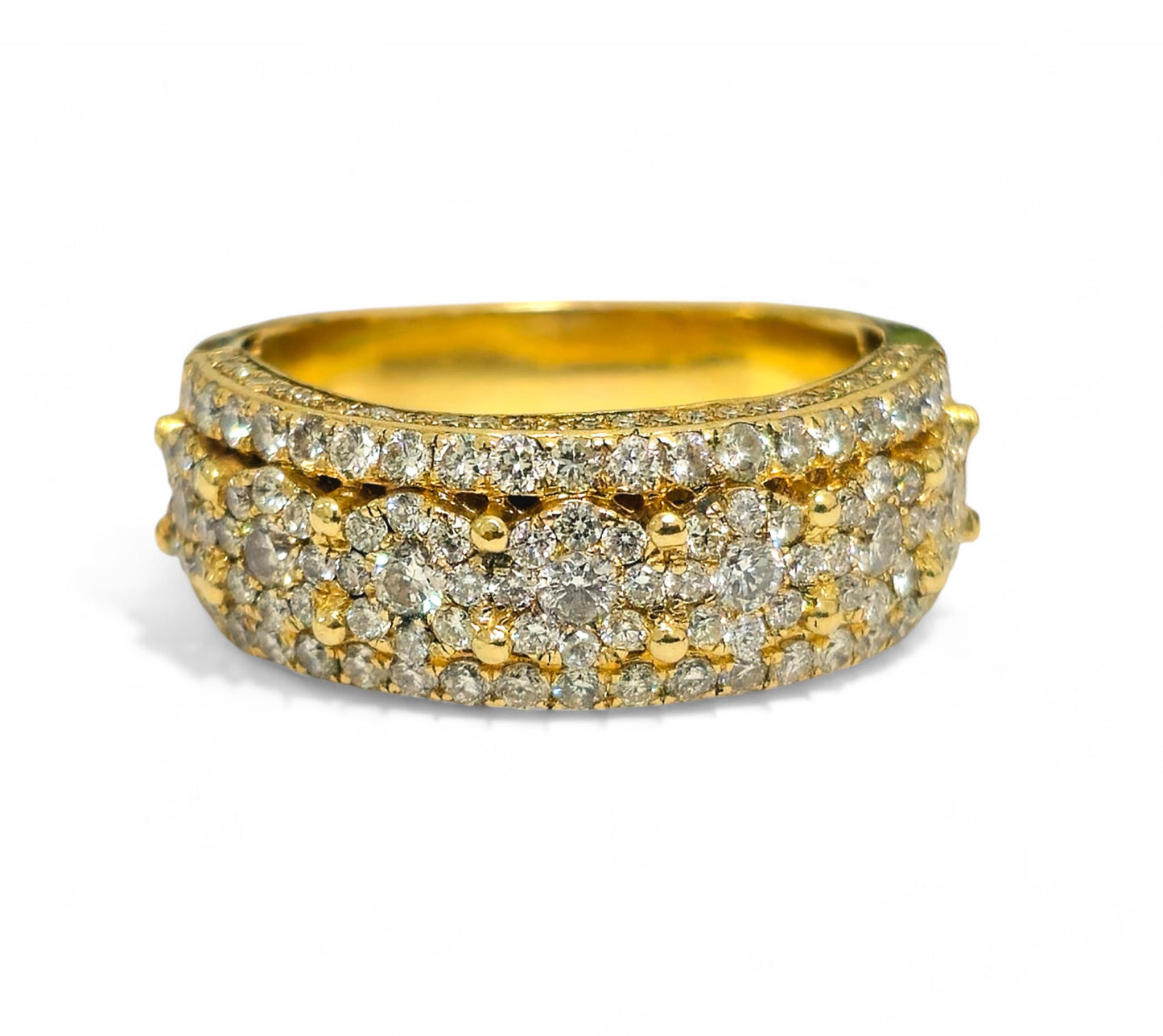 14k Yellow Gold Cluster Diamond Ring